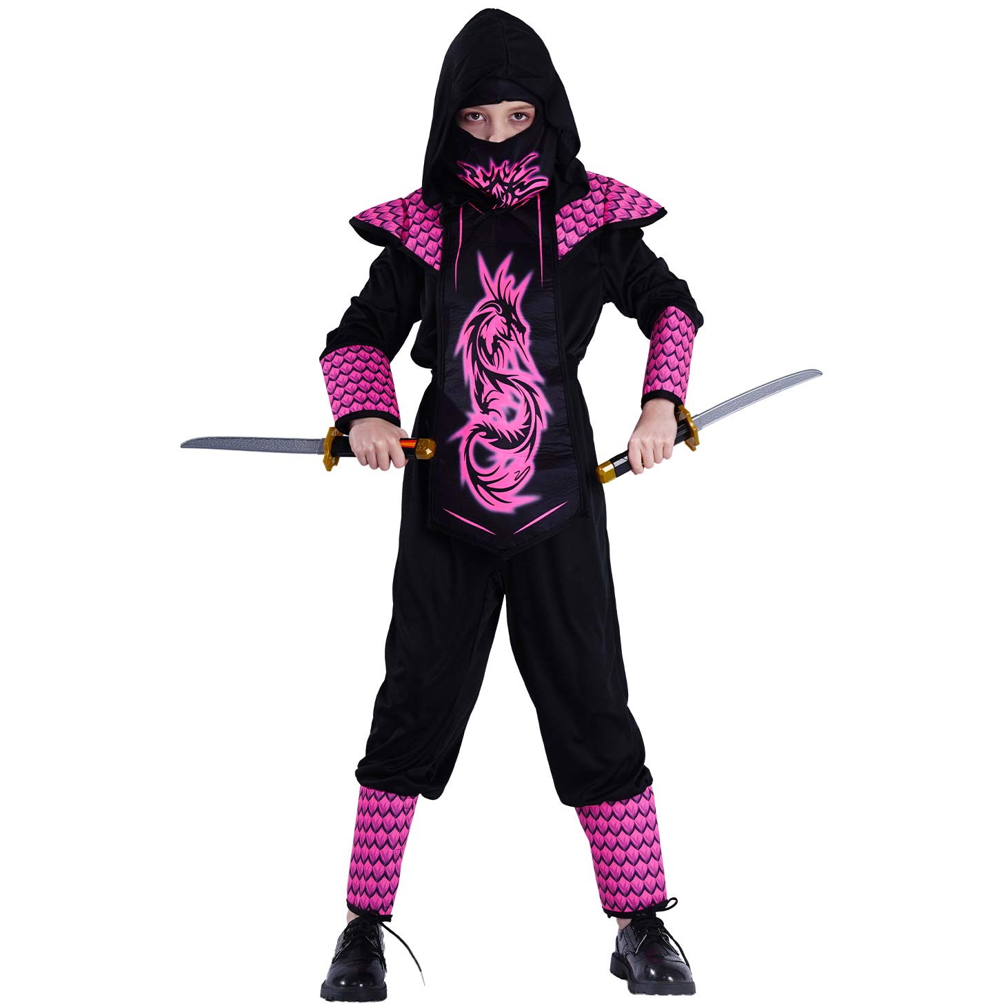 **PGOND Pink Ninja Jumpsuit Costume for Girls - Kids Karate Halloween Cosplay Outfit for Parties & Dress-Up Play**