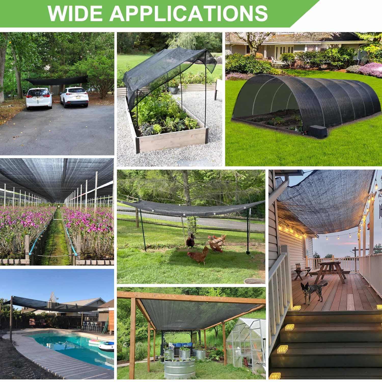 70% Shade Cloth 10x20 FT - Black UV Resistant Sun Shade Net with Reinforced Brass Grommets - Durable Mesh Tarp for Plant Cover, Greenhouse, Patio, Chicken Coop & Tomato Protection - Perfect for Outdoor Gardening & Sun Protection