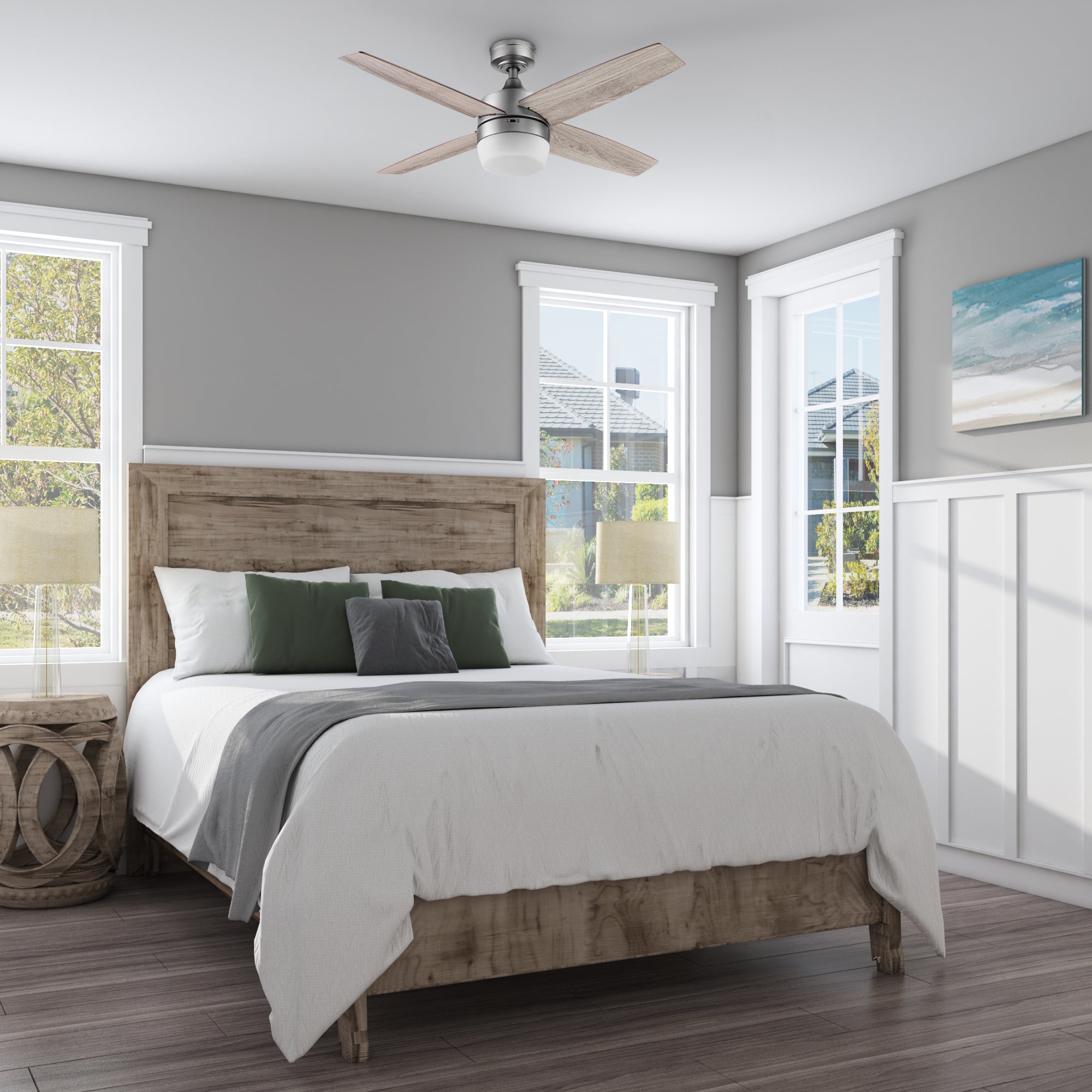 44 Inch Brushed Nickel Ceiling Fan with Remote Control - Modern Cooling for Living Room, Bedroom & Office