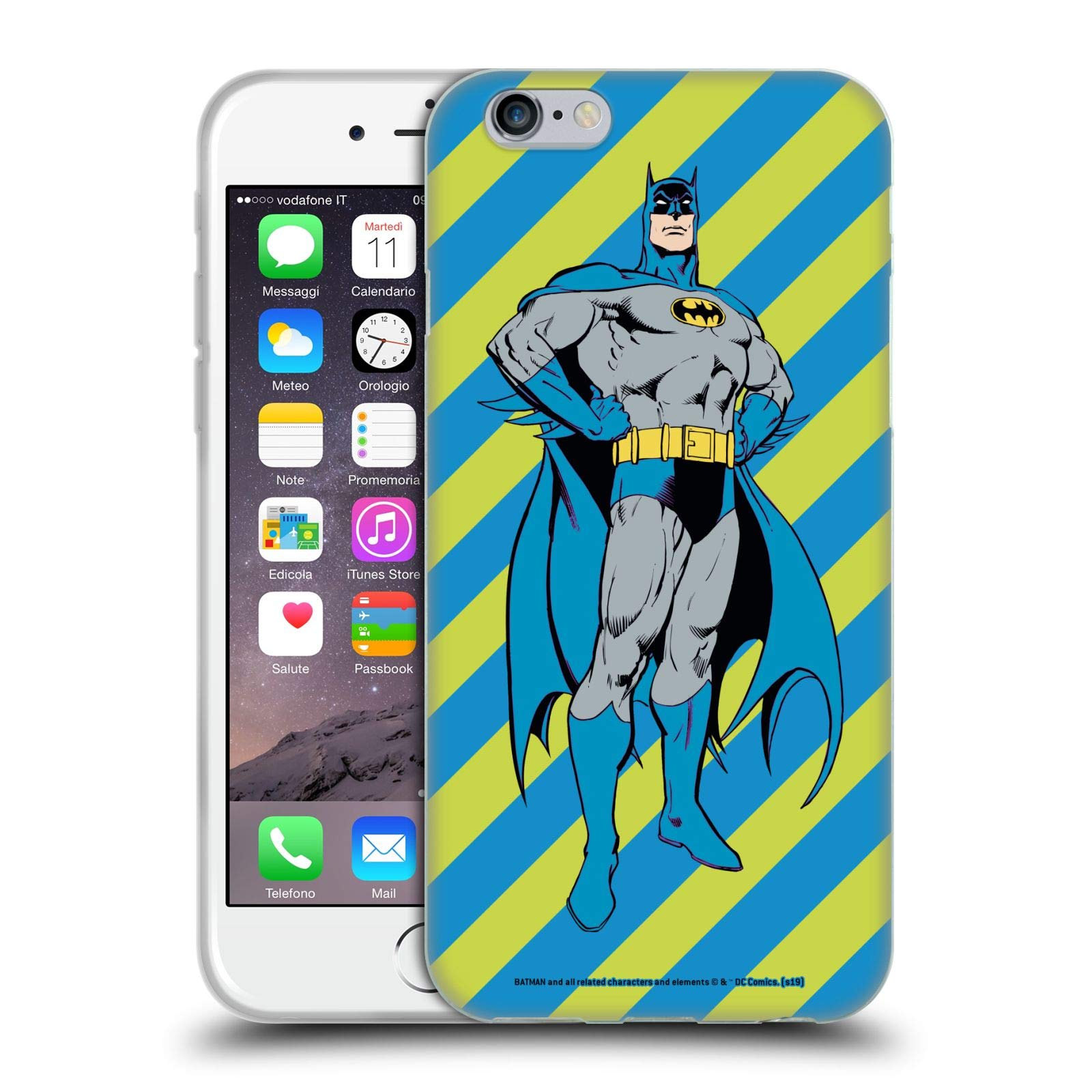 Official Batman DC Comics Vintage Soft Gel Case for Apple iPhone 6/6s - Striped Fashion Design, Durable Protection for Everyday Use & Superhero Fans