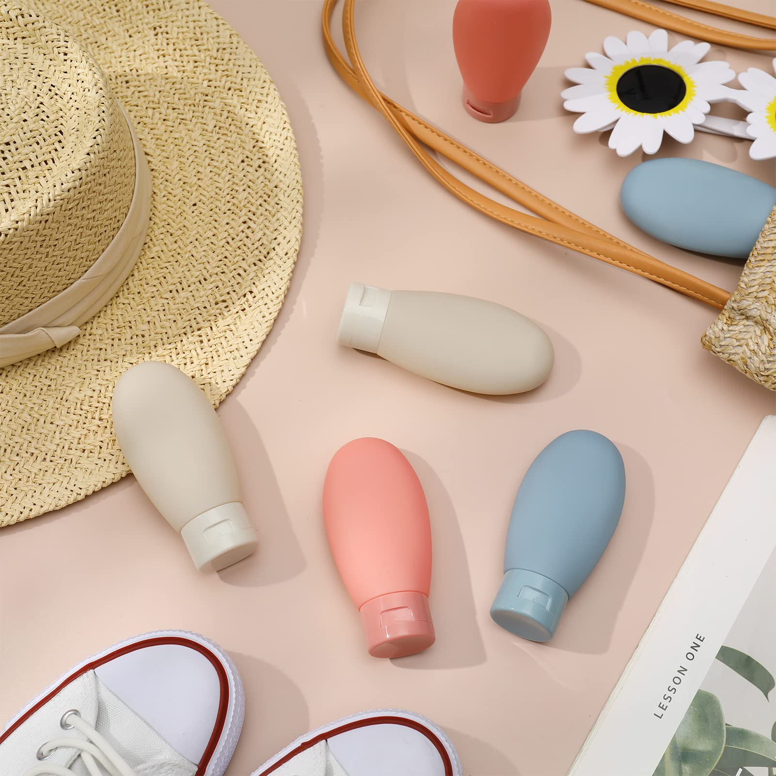 DesertCreations 6-Piece Travel Bottles Set - Leak Proof & Refillable Squeezable Containers for Toiletries, Shampoo, Soap & Body Wash (60ml) - Perfect for Air Travel, Camping & Gym Essentials