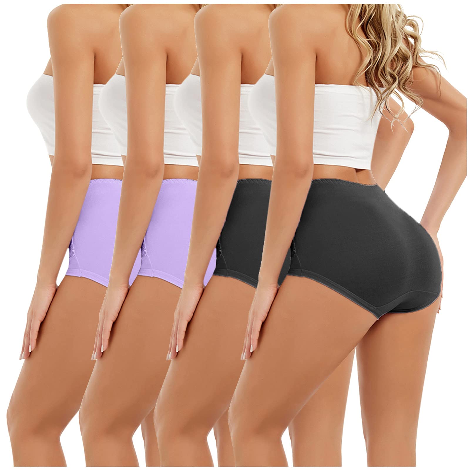 FGDJEE 4-Pack Women's High Waist Tummy Control Underwear - Shapewear Briefs, Breathable Cotton, Solid Colors, Sizes M-6XL for Everyday Comfort & Confidence