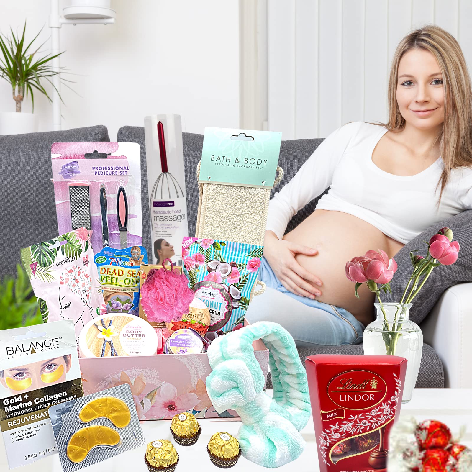 Pregnancy Gift Sets for Women - Luxurious Bath & Spa Hampers, Sweet Treats - Perfect Baby Shower, Birthday & Relaxation Gifts for Expecting Moms - Ideal for Self-Care, Pampering & Special Celebrations