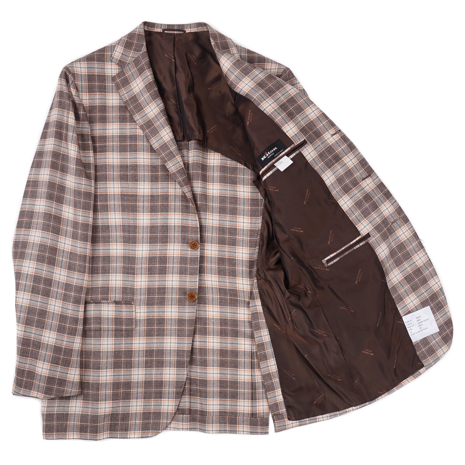 Kiton Men's Layered Check Cashmere Linen Silk Sport Coat - Premium Tailored Blazer for Business, Weddings & Formal Occasions