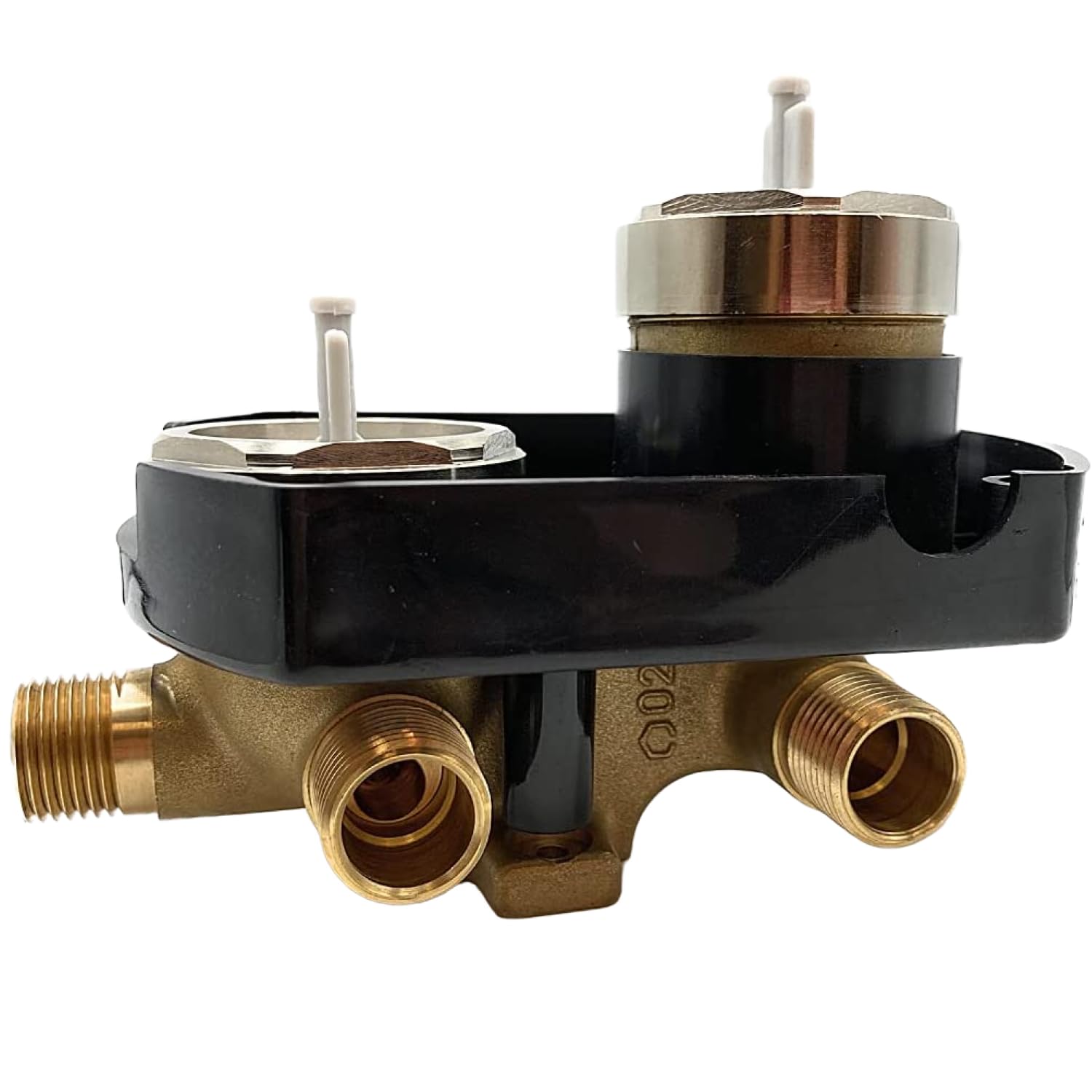 Premium Wood Grip Shower Faucet with Integrated Diverter Rough-in Valve - Undermount Bathroom Sink & Shower Head Splitter Kit for Modern Bathroom Renovation | Perfect for Spa-Like Shower Experience and Space-Saving Bathroom Design