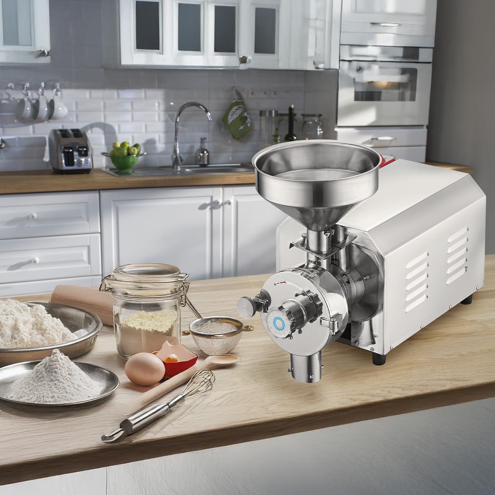 VEVOR 3000W Commercial Soybean Grinder - Stainless Steel Corn Mill Machine for Spices, Peanuts, Grains (100 KG/H) - Perfect for Restaurants, Bakeries & Home Flour Milling