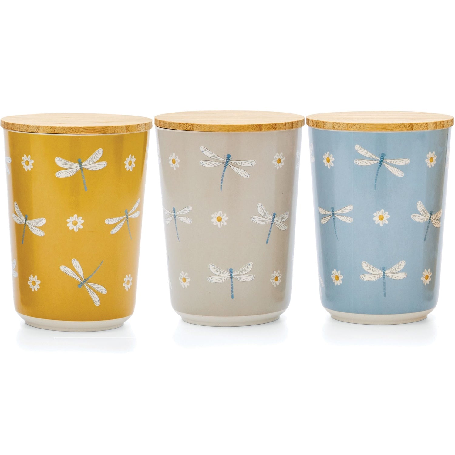 Premium English Meadow Bamboo Canister Set - Eco-Friendly Kitchen Storage for Tea, Coffee & Spices - Perfect for Pantry Organization & Home Decor