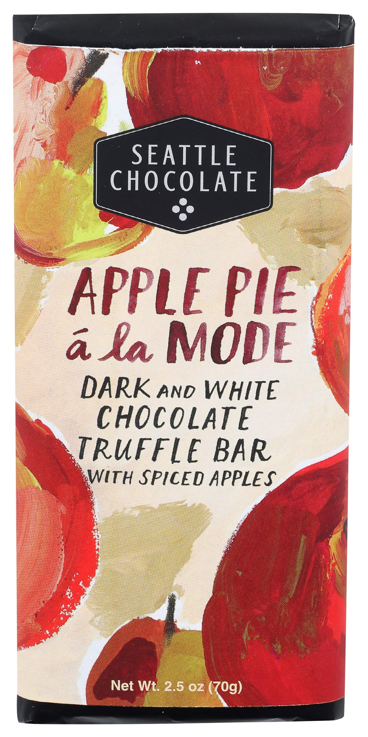 SEATTLE CHOCOLATES Apple Pie a la Mode Chocolate Bar - 2.5 OZ Gourmet Milk Chocolate with Cinnamon & Apple Flavor - Perfect for Gifts, Desserts & Holiday Treats