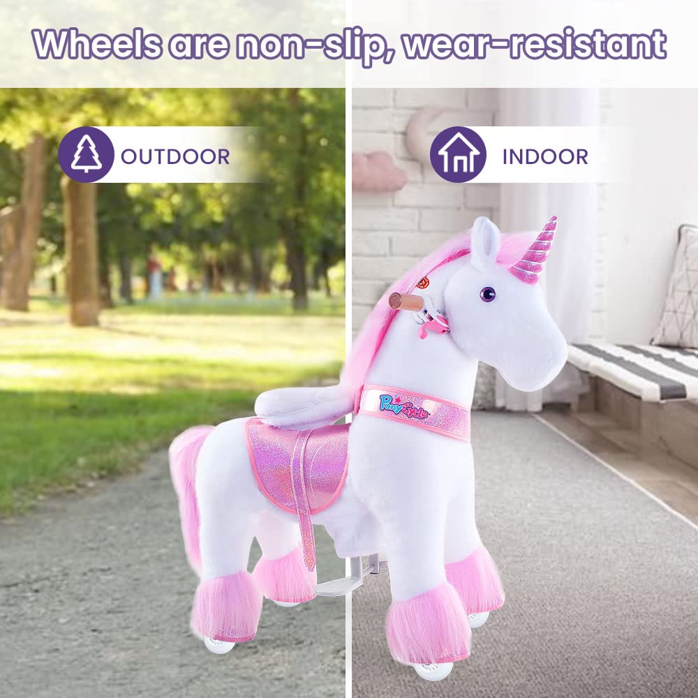 PonyCycle Pink Unicorn Ride-On Toy for Girls - Classic Model U with Brake, 36