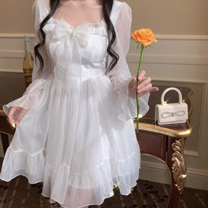 French Sweet Fairy Dress with Bowknot - Princess Midi Dress for Girls | Elegant Party Wear, Birthday Celebration, Photo Shoot, and Special Occasions