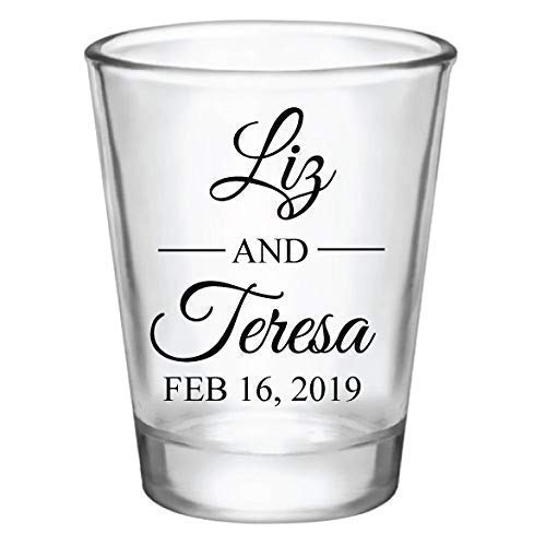 Personalized Wedding Shot Glasses with Names & Date - Custom Monogram Wedding Favors for Guests - Perfect for Bridal Showers, Receptions & Anniversary Gifts