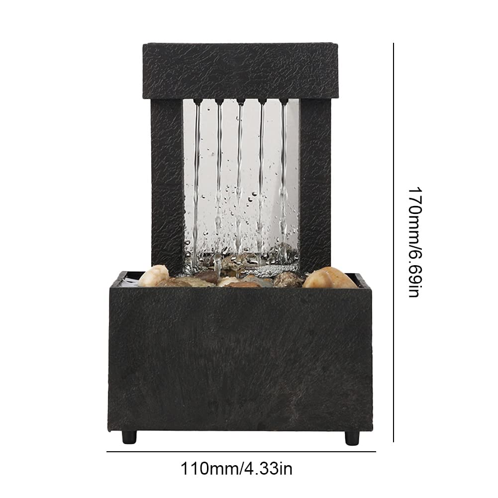 Relaxing Desktop Fountain - Indoor Waterfall Decor for Home, Office & Teahouse | Zen Flowing Water Feature with LED Lights | Perfect Stress Relief Gift & Feng Shui Decor for Workspace, Meditation Room