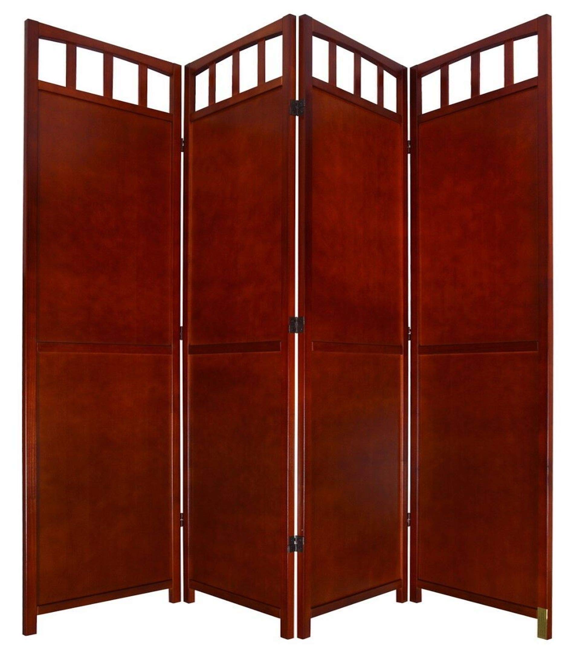 Legacy Decor 4-Panel Solid Wood Privacy Screen Room Divider - 5.6’ Tall Walnut Finish for Home Office, Bedroom & Living Room Separation