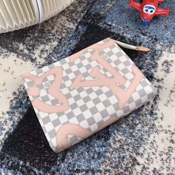 LV Toiletry Pouch 26 - Damier Azur Canvas Travel Cosmetic Bag | Luxury Makeup Organizer for Women | Perfect for Travel, Gym & Daily Essentials Storage