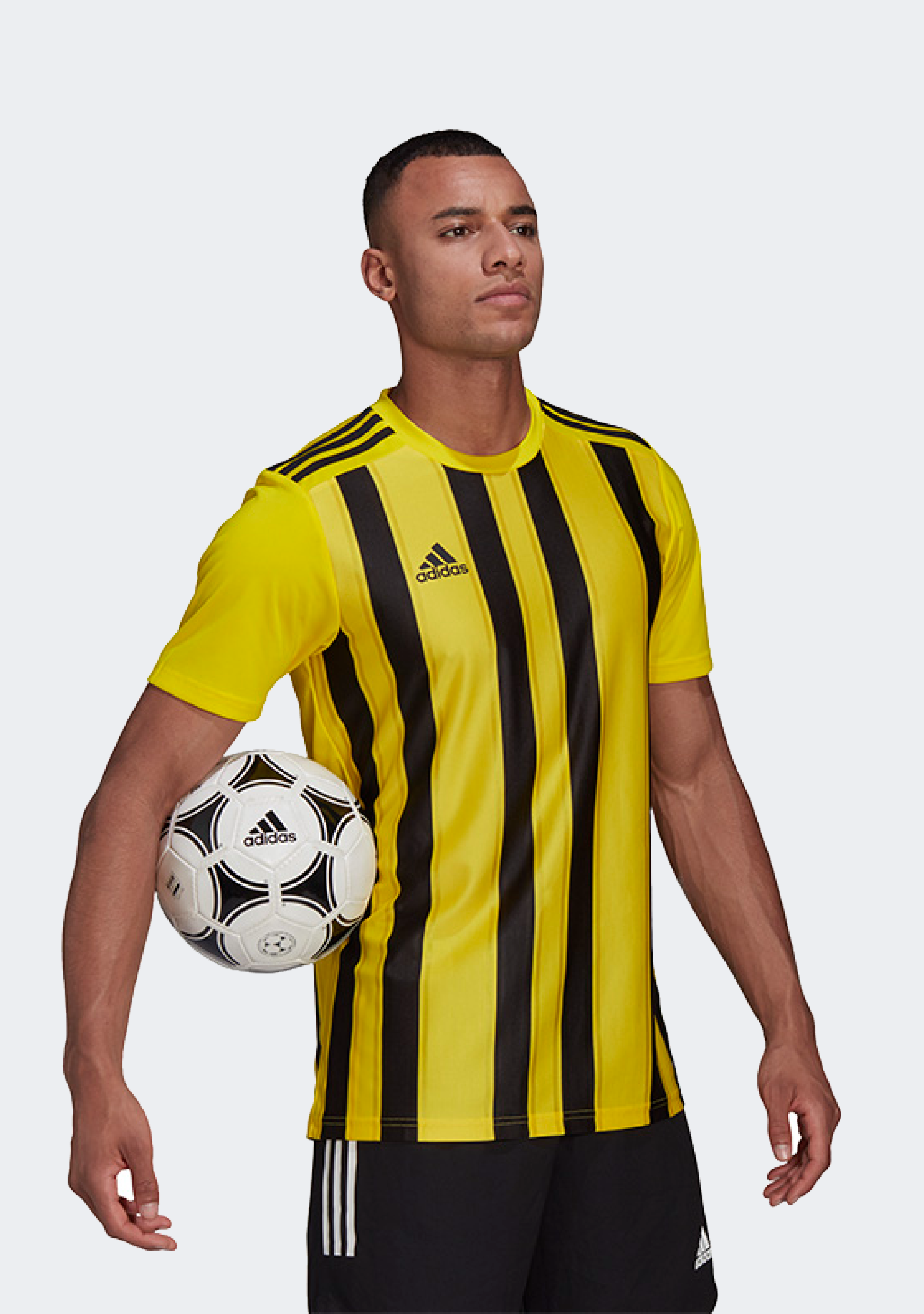 Adidas Men's Striped 21 Soccer Jersey - Yellow/Black - Breathable Performance Shirt for Training & Match Play