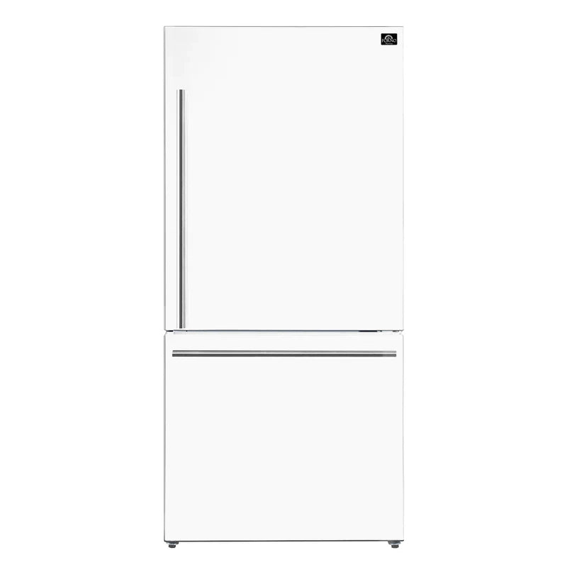 Forno Milano 31 Inch 17.2 cu.ft Bottom Freezer Refrigerator with Right Swing Door - Model FFFFD1785 | Energy Efficient Stainless Steel Kitchen Appliance for Home, Office, or Cafe Use
