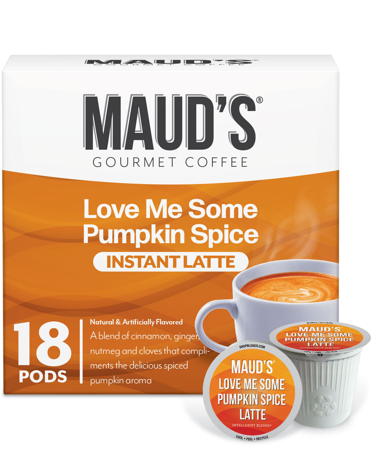 Maud's Pumpkin Spice Latte Coffee Pods - 100% Arabica K-Cup Compatible Pods for Keurig Brewers - Perfect for Fall Mornings & Cozy Evenings