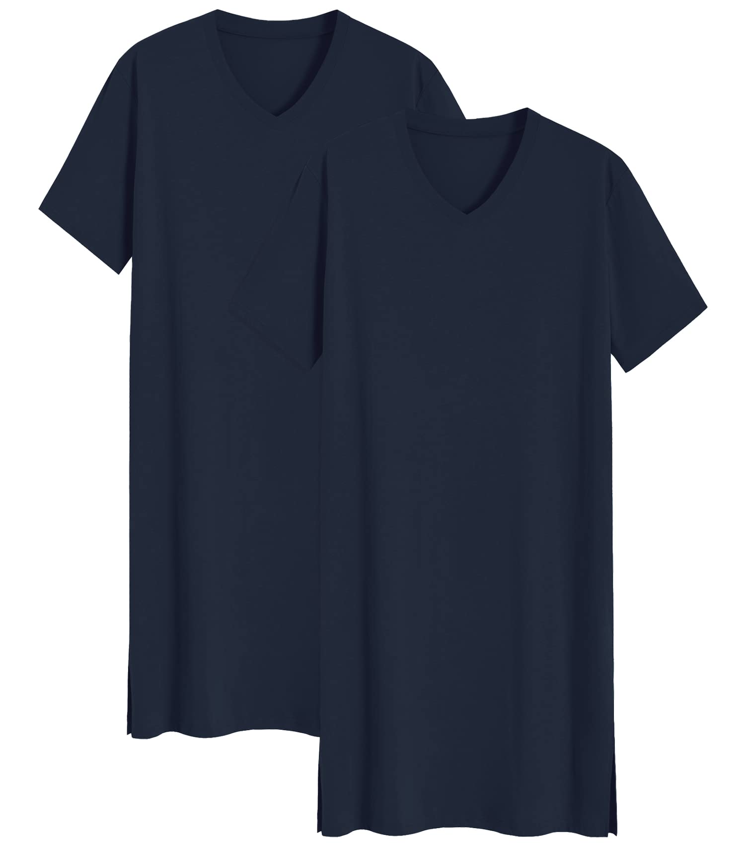 Men's 2 Pack Cotton Nightshirt Sleep Shirt - Soft & Breathable Nightgown for Comfortable Sleep & Lounge Wear at Home