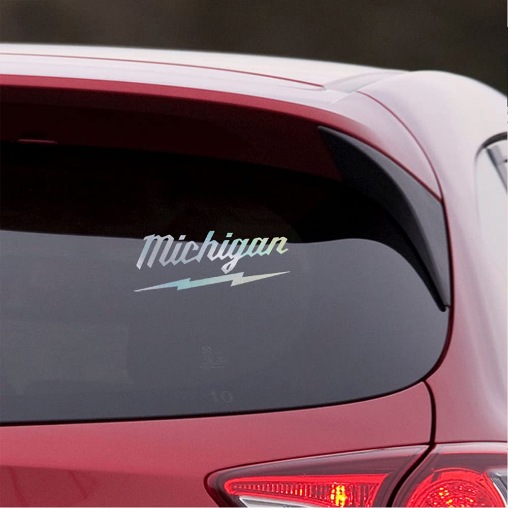 Premium Holographic Michigan Stickers (Set of 2) - Waterproof Vinyl Decals for Laptop, Phone, Helmet, Car, Mug & Home Decor - Perfect for Travel Fans, College Students & State Pride Enthusiasts