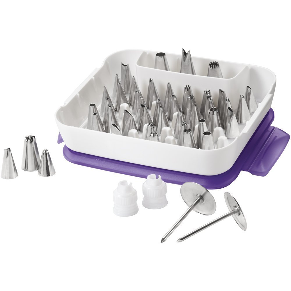 Wilton Master Cake Decorating Piping Tips Set - 55 Piece Stainless Steel Icing Nozzles for Cakes & Cupcakes with Storage Case | Perfect for Birthday, Wedding & Holiday Baking Decorations