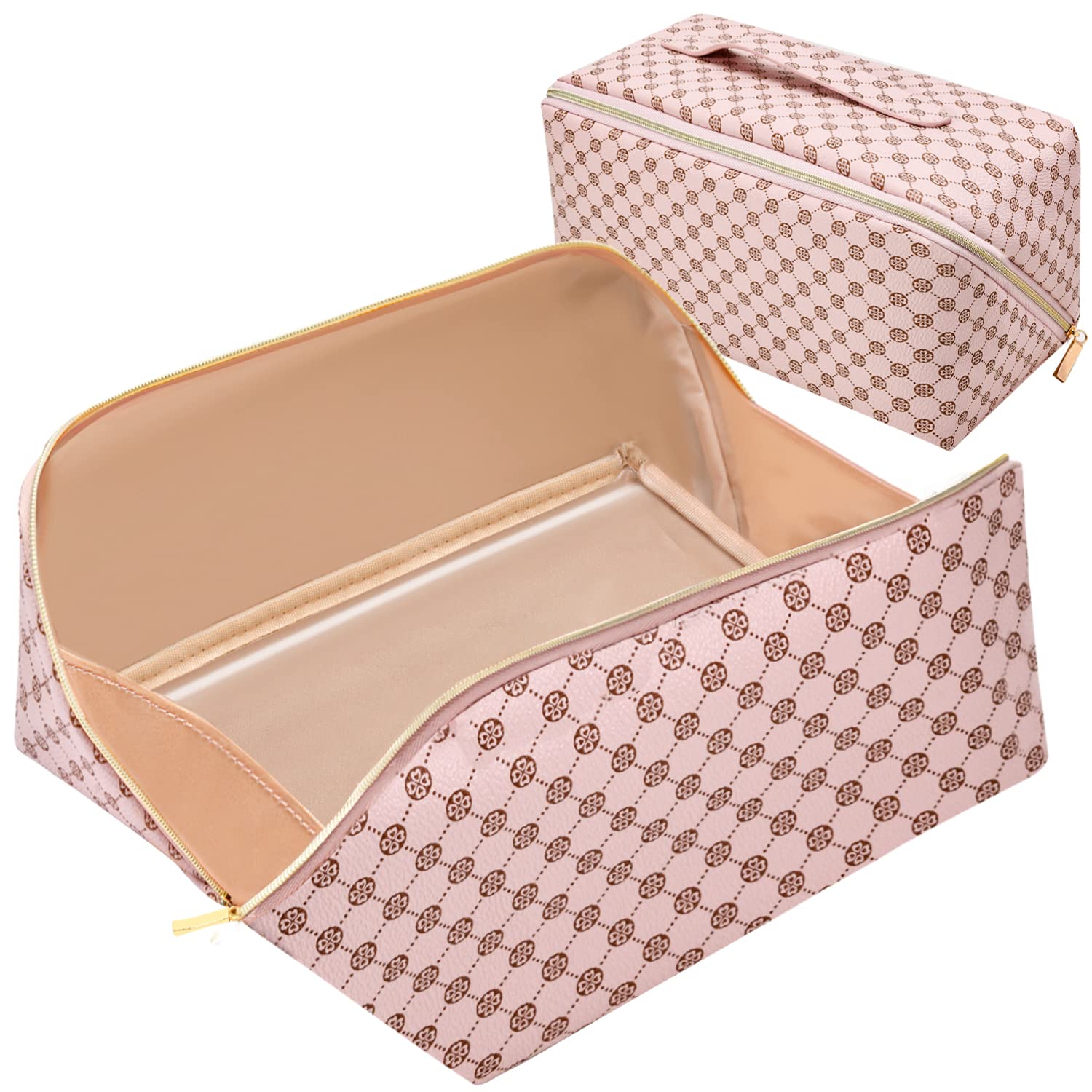 Waterproof Large Portable Makeup Bag - Flat Opening Cosmetic & Toiletry Organizer for Travel | Perfect for Cosmetics, Brushes, Pencils & Daily Essentials | Ideal for Overnight Trips, Gym & On-the-Go Organization