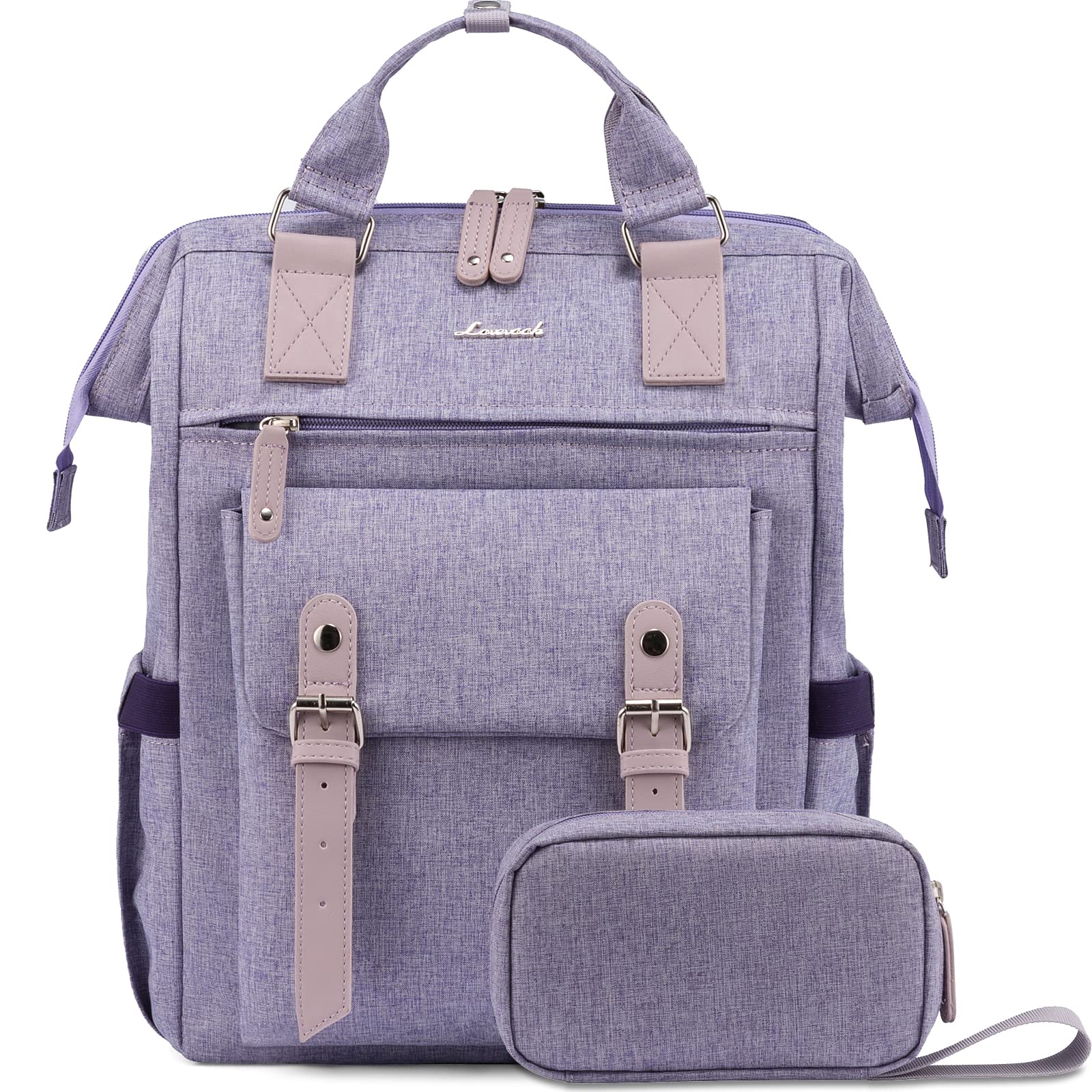 LOVEVOOK Women's Cute Purple Laptop Backpack - 15.6 Inch College School Bookbag for Teen Girls, Teacher Nurse Work Bag, Business Travel Daypack, Perfect for Work, School, and Travel