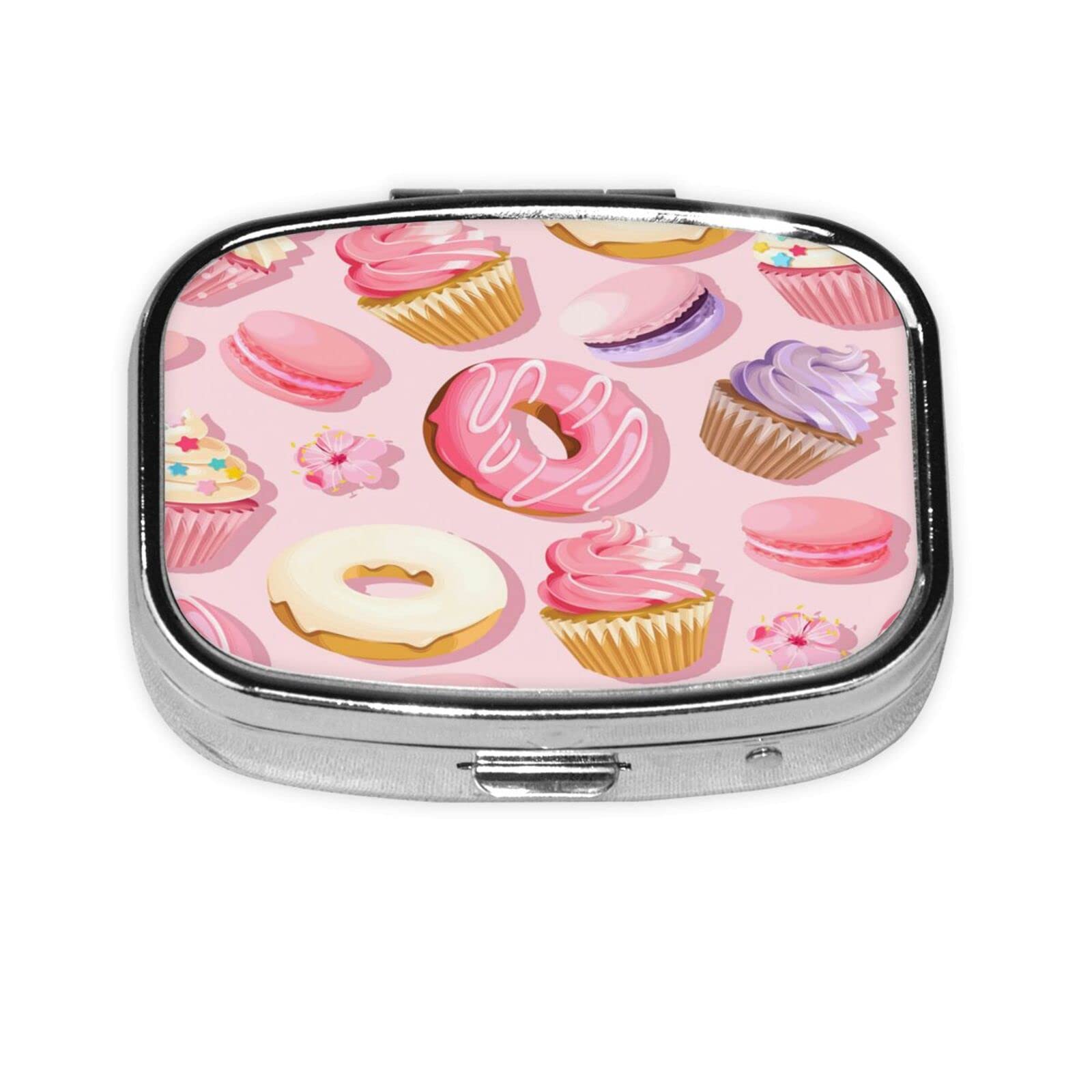 Decorative Sugar Square Pill Box Container - 2 Compartment Medicine Organizer for Cupcakes, Donuts & Muffins | Perfect for Travel, Home & Office Use