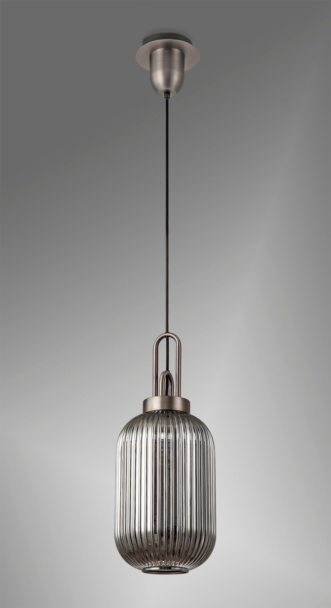 Stylish Cadiz 1-Light Pendant Light with 20cm Tubular Ribbed Glass Shade - E27 Socket, IP20 Rated, Multiple Color Options - Perfect for Kitchen Island, Dining Room, or Entryway Lighting