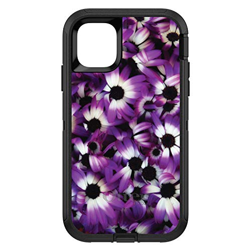 Purple White Black Flowers On Black Case