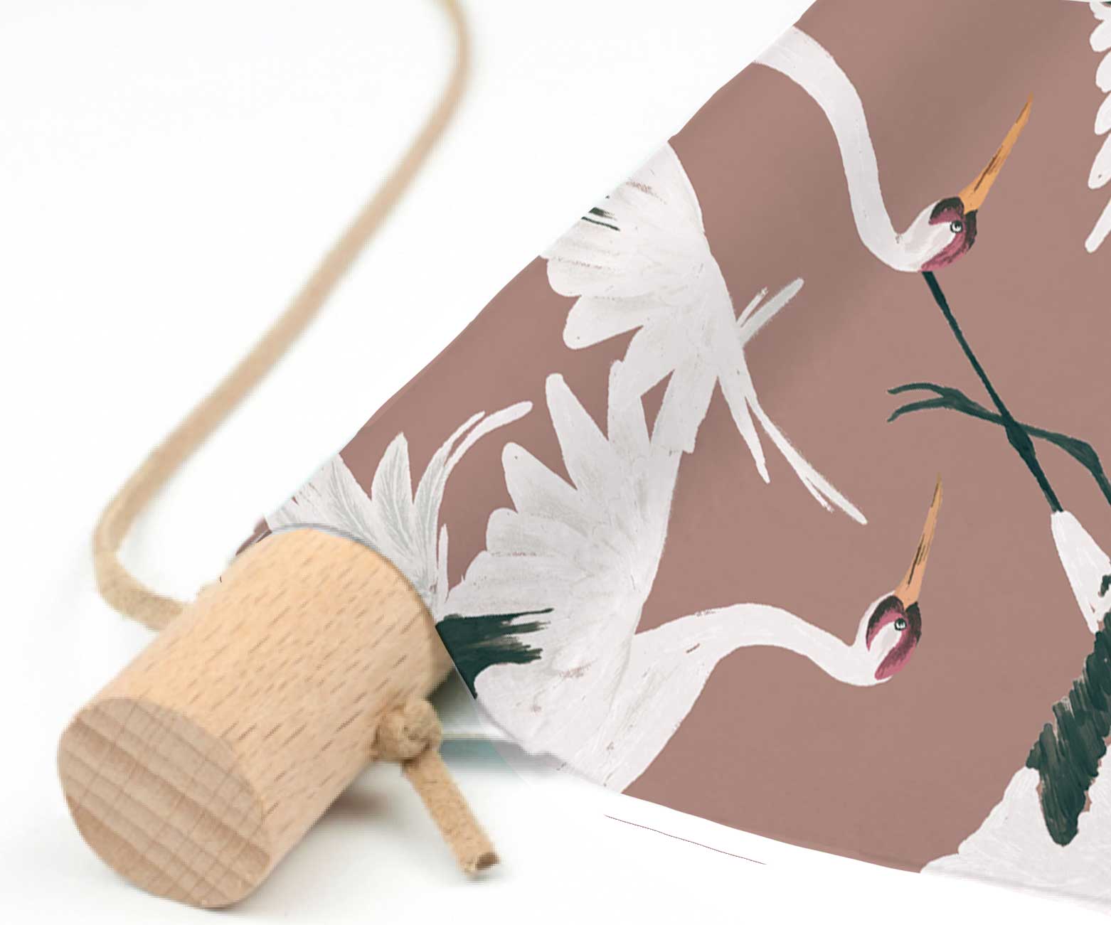 Stork Dark Blush Textile Poster - Elegant Wall Art Decor for Nursery, Bedroom & Living Room