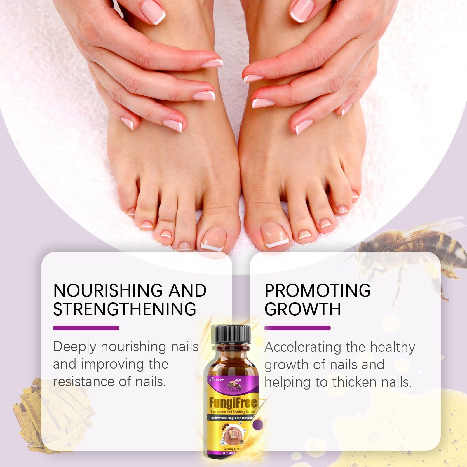 2 Pack Bee Venom Nail Treatment Serum - Ingrown Toenail Repair Drops for Fast Nail Growth & Restoration | Damaged Nail Care Solution for Hands & Feet | Perfect for Salon Professionals & Home Use