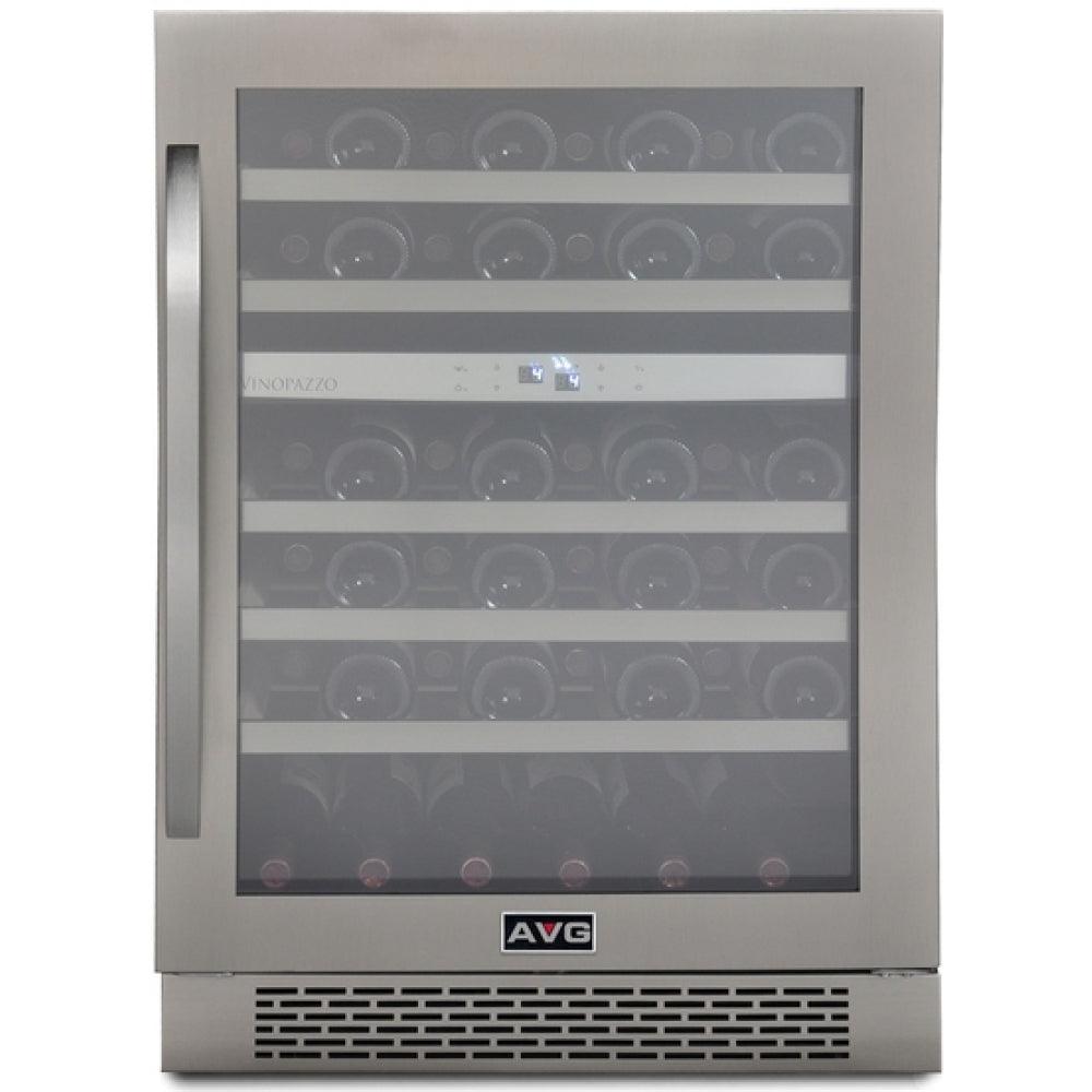 AVG VPC46DS Vinopazzo Series 24 Seamless Stainless Steel Wine Cabinet - 46 Bottle Capacity for Home Bar, Restaurant, or Wine Cellar Storage