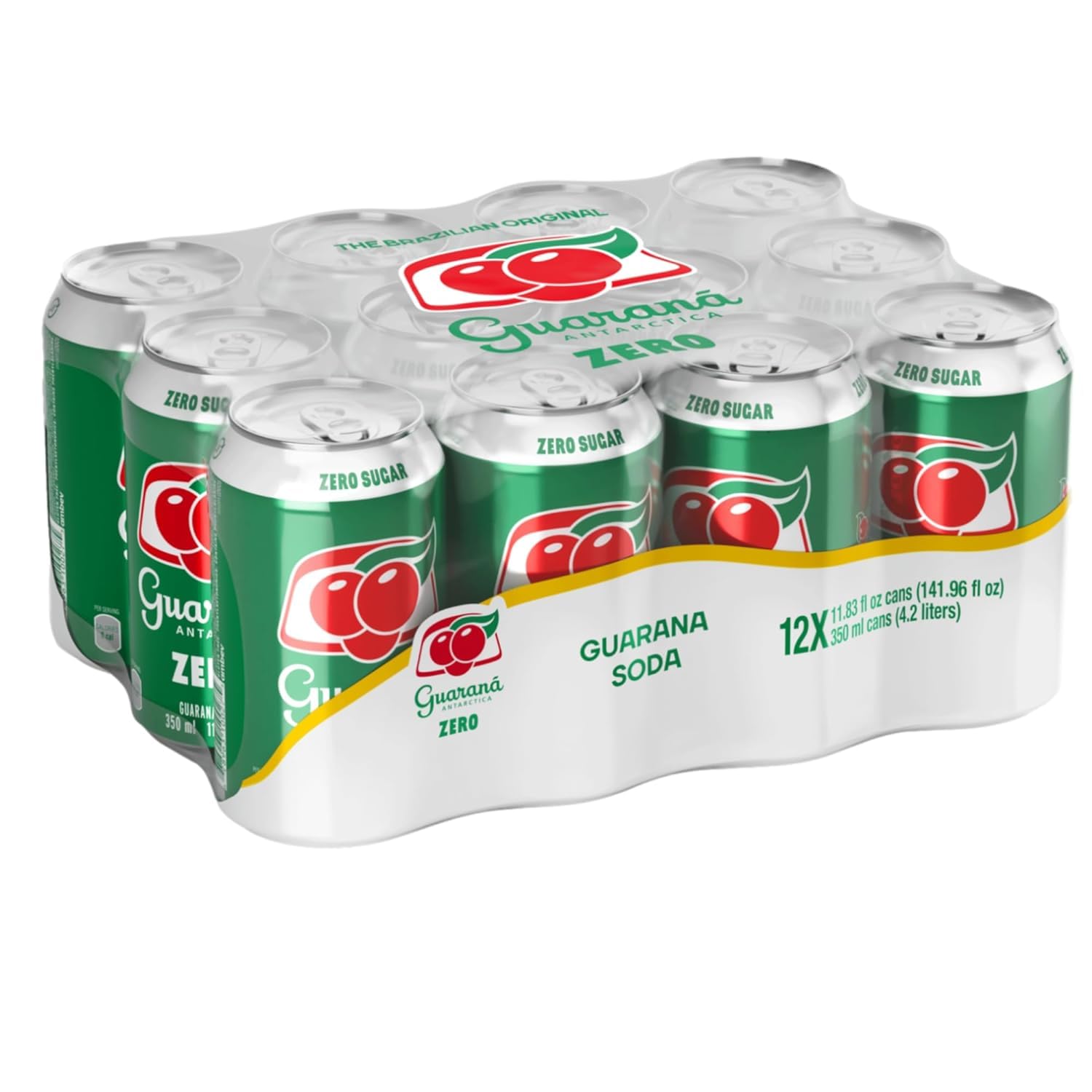 Guarana Antarctica Diet Soda - 12 Pack (12oz Cans) | Zero Sugar Brazilian Energy Drink for Workouts, Gaming & Focus