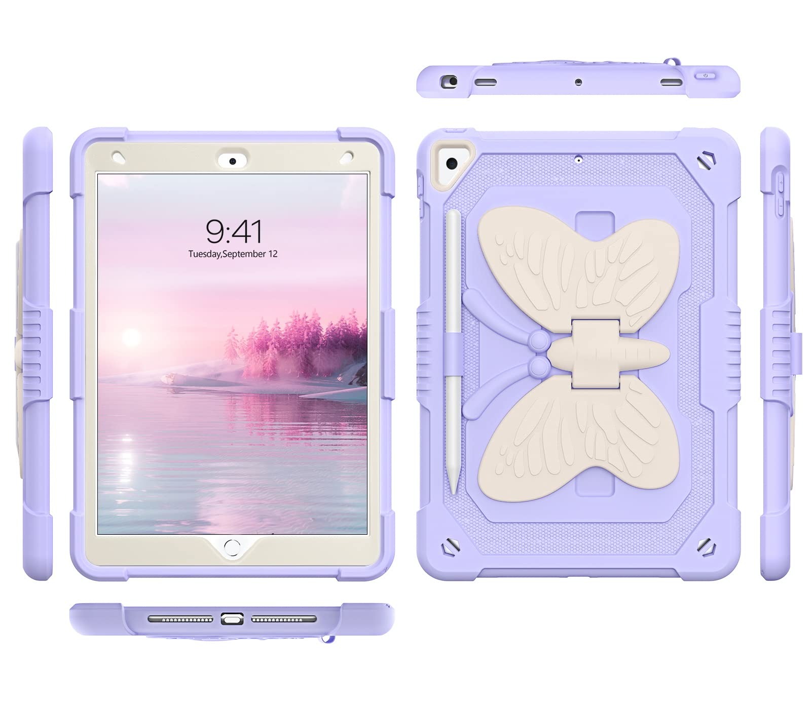 GUAGUA Shockproof Protective Case for iPad 9th/8th/7th Gen & iPad 10.2 (2021/2020/2019) - 2-in-1 Kickstand Design with Pencil Holder, Also Compatible with iPad Air 3 10.5