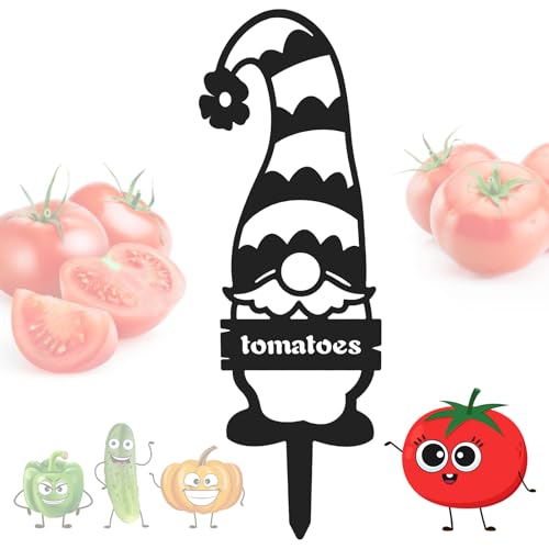 Rust-Resistant Metal Gnome Plant Marker - Large Garden Stake for Vegetables, Tomatoes & Outdoor Plants | Durable Plant Tags & Gardening Gift for Yard Decor | Perfect for Home Gardens, Greenhouses & DIY Landscaping Projects