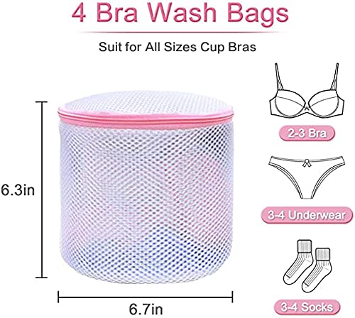 JMEXSUSS Premium Mesh Laundry Bags for Bras, Lingerie & Delicates - 4 Pack with Heavy Duty Zipper | Gentle Washing Protection for Travel, Gym & Home Use