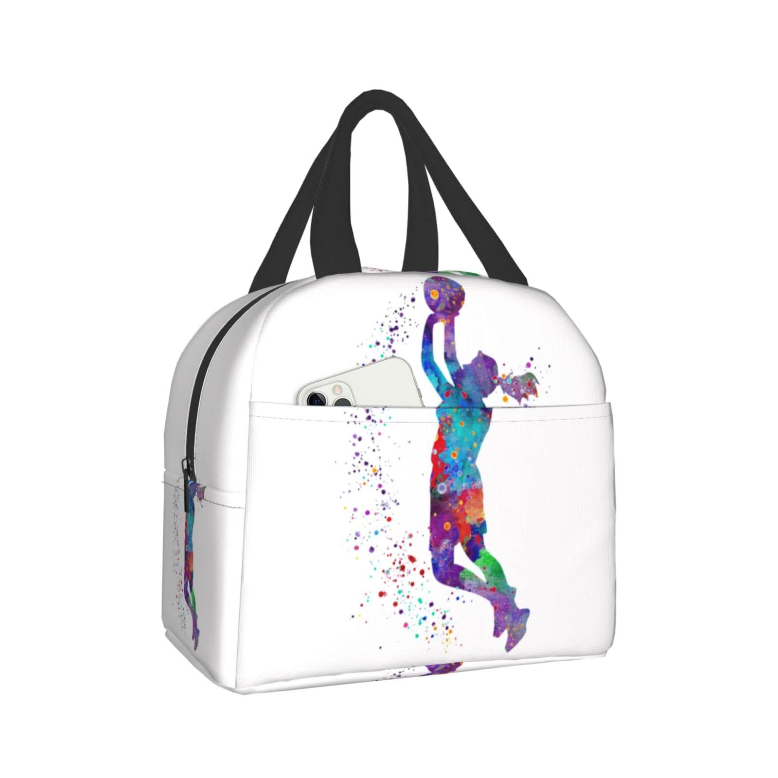Springbei Insulated Lunch Bag with Basketball Girl Pattern - Thermal Tote for Women, Men, Work, School & Picnic - Perfect for Office, Gym & Outdoor Activities