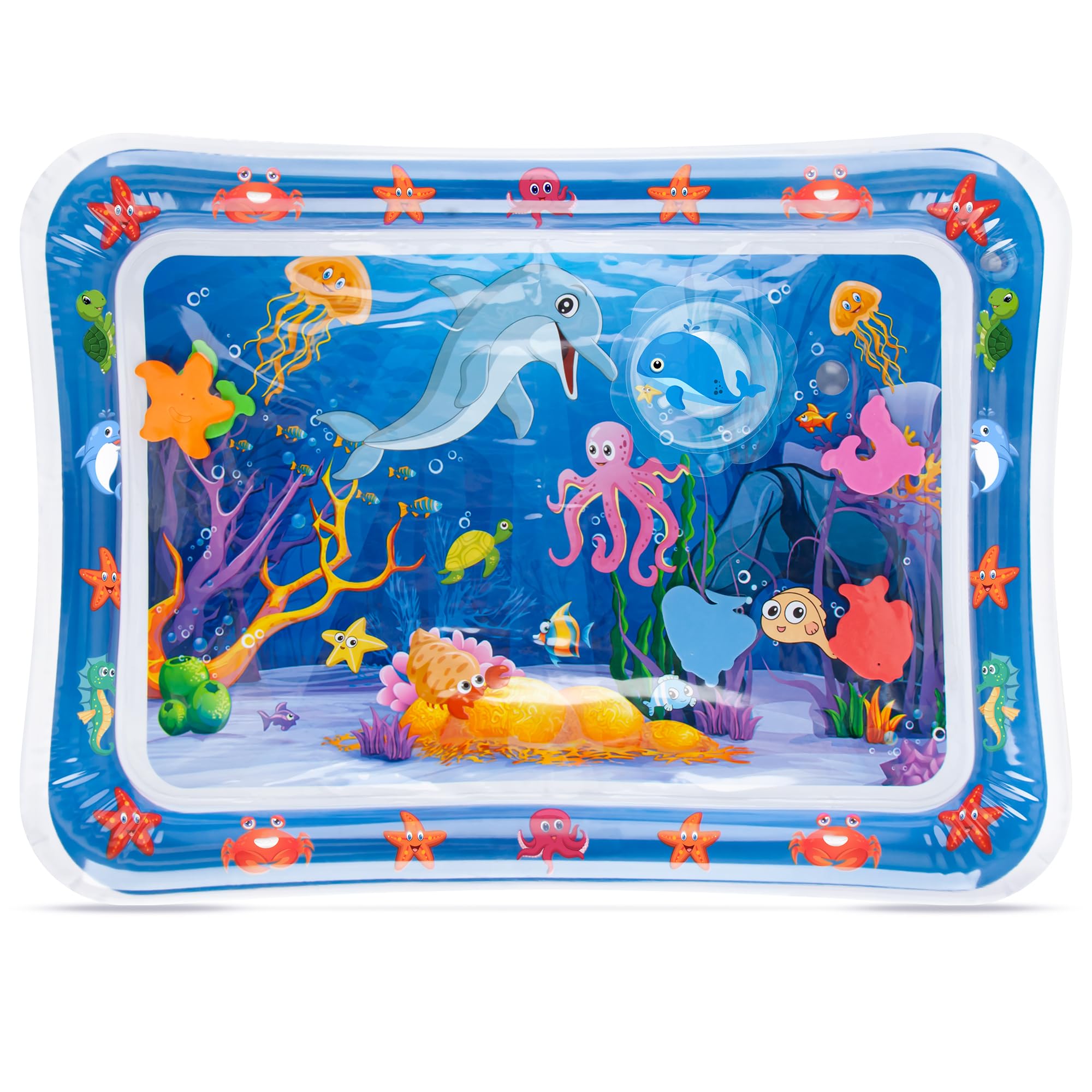 Baby Tummy Time Water Mat with Floating Toys - Sensory Development Activity for Infants 3-6-9 Months | Fun Learning Toy for Boys & Girls | Perfect for Playtime, Daycare & Early Childhood Education