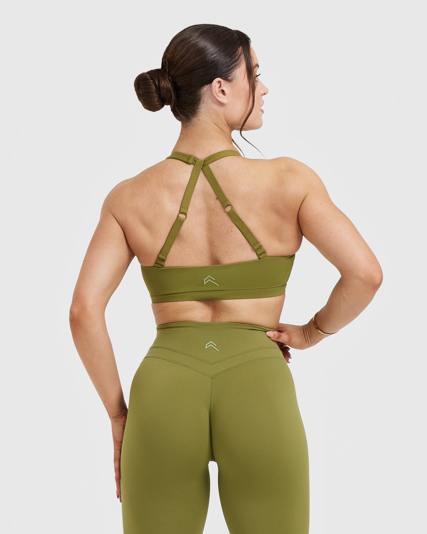 High Support Olive Green Sports Bra for Women - Seamless Workout Top for Running, Yoga & Gym