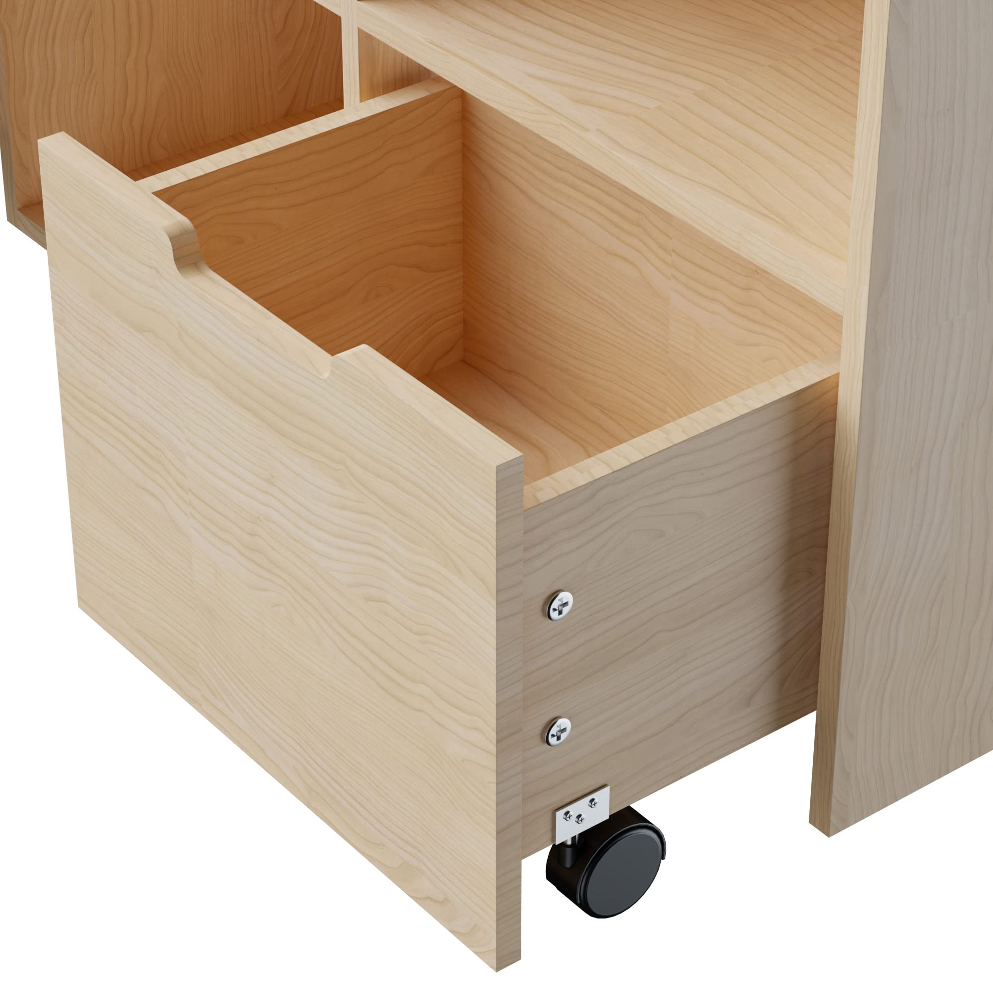 Cozy Castle Wooden Kids Bookshelf with Toy Storage Box & Wheels - Sturdy Oak Bookcase Organizer for Playroom, Bedroom, Nursery | Perfect Gift for Toddlers Ages 3+ | Great for Storytime, Toy Organization & Room Decor