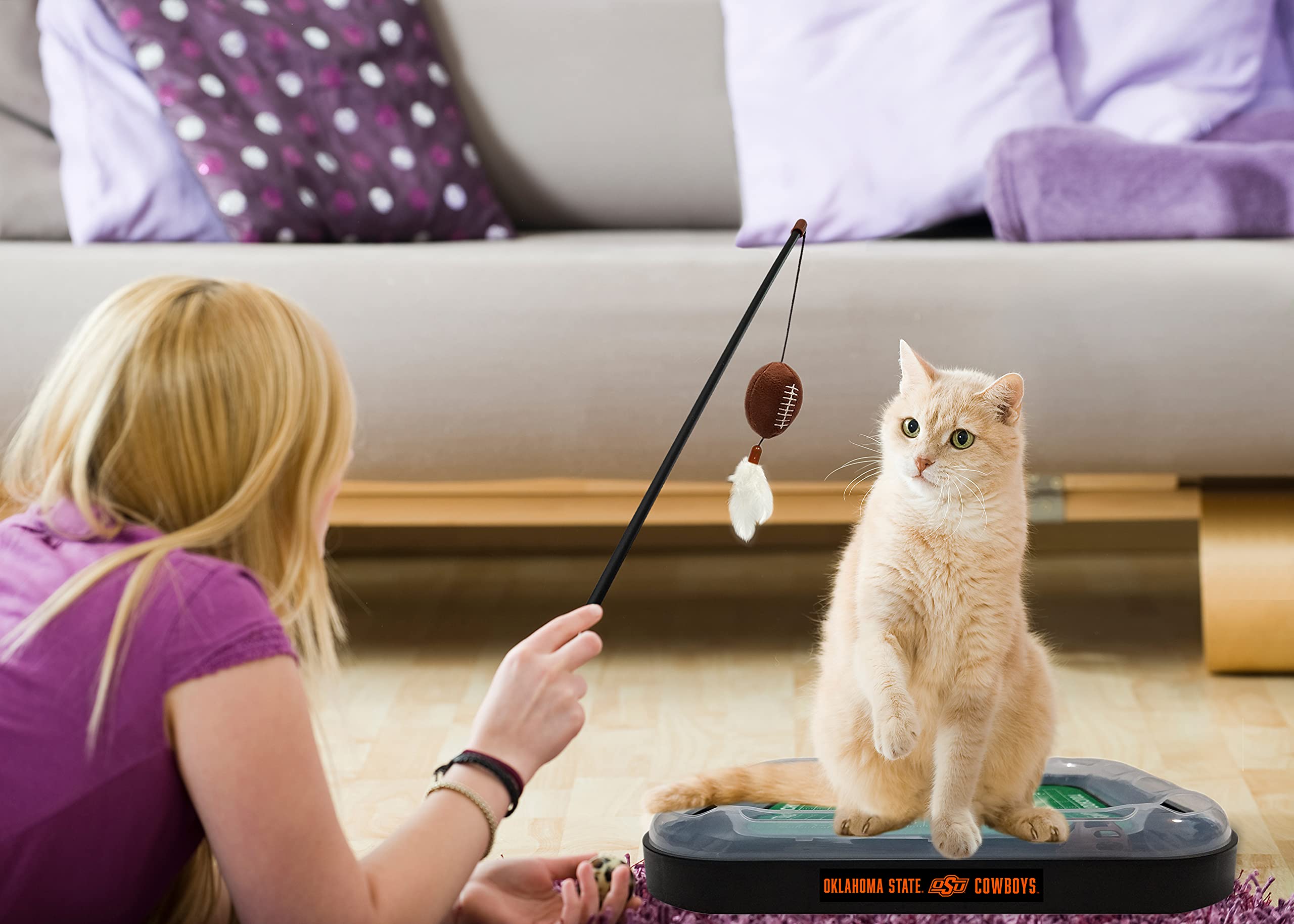 Premium 5-in-1 Interactive Cat Toy Set - Cat Scratcher with Ball Bell Track, Wand with Catnip Football & Feathers - Fun Playtime for Indoor Cats & Kittens - Perfect for Exercise, Hunting Instincts & Bonding