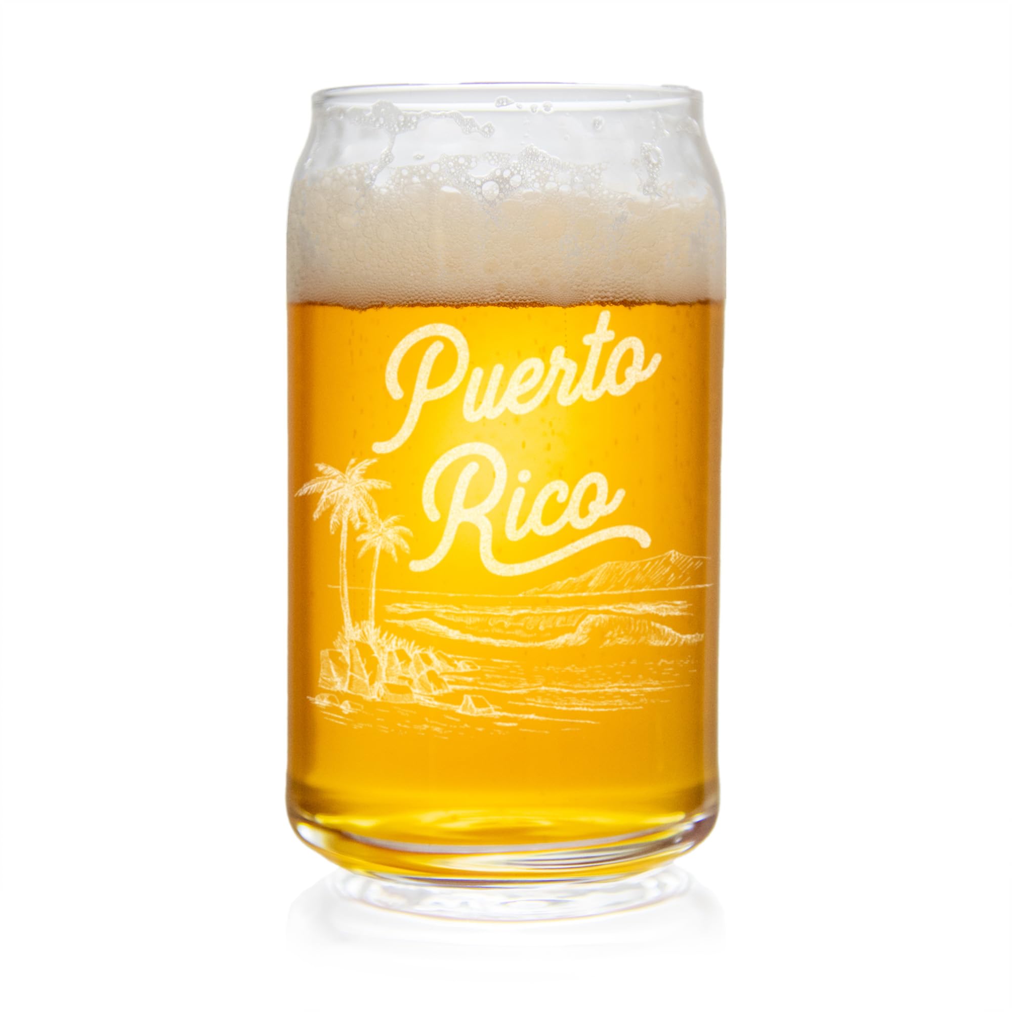 Personalized Puerto Rico USA Engraved Beer Glasses - Custom 16oz Pint Glass Set for Home Bar, Parties & Gifts - Durable Barware for Beer, Cocktails & Beverages