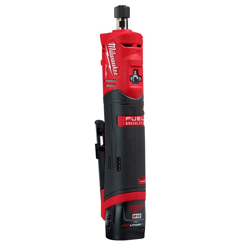 M12 FUEL 12V Brushless Cordless Straight Die Grinder Kit with 2 Batteries - Perfect for Metalworking, Wood Carving & DIY Projects