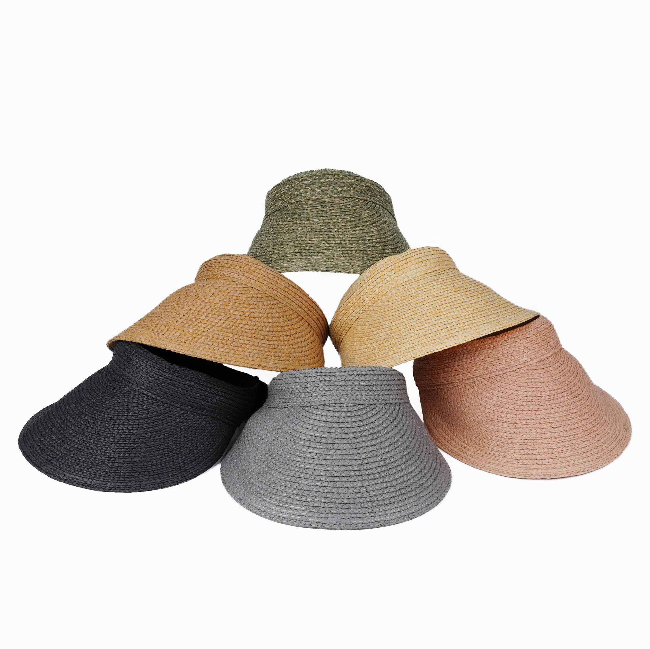 Croogo Wide Brim Straw Sun Visor Hat for Women - Breathable Open Top Summer Beach Cap for Golf, Tennis, Travel & Outdoor Activities | UV Protection Handmade Straw Hat for Sun Shade and Style