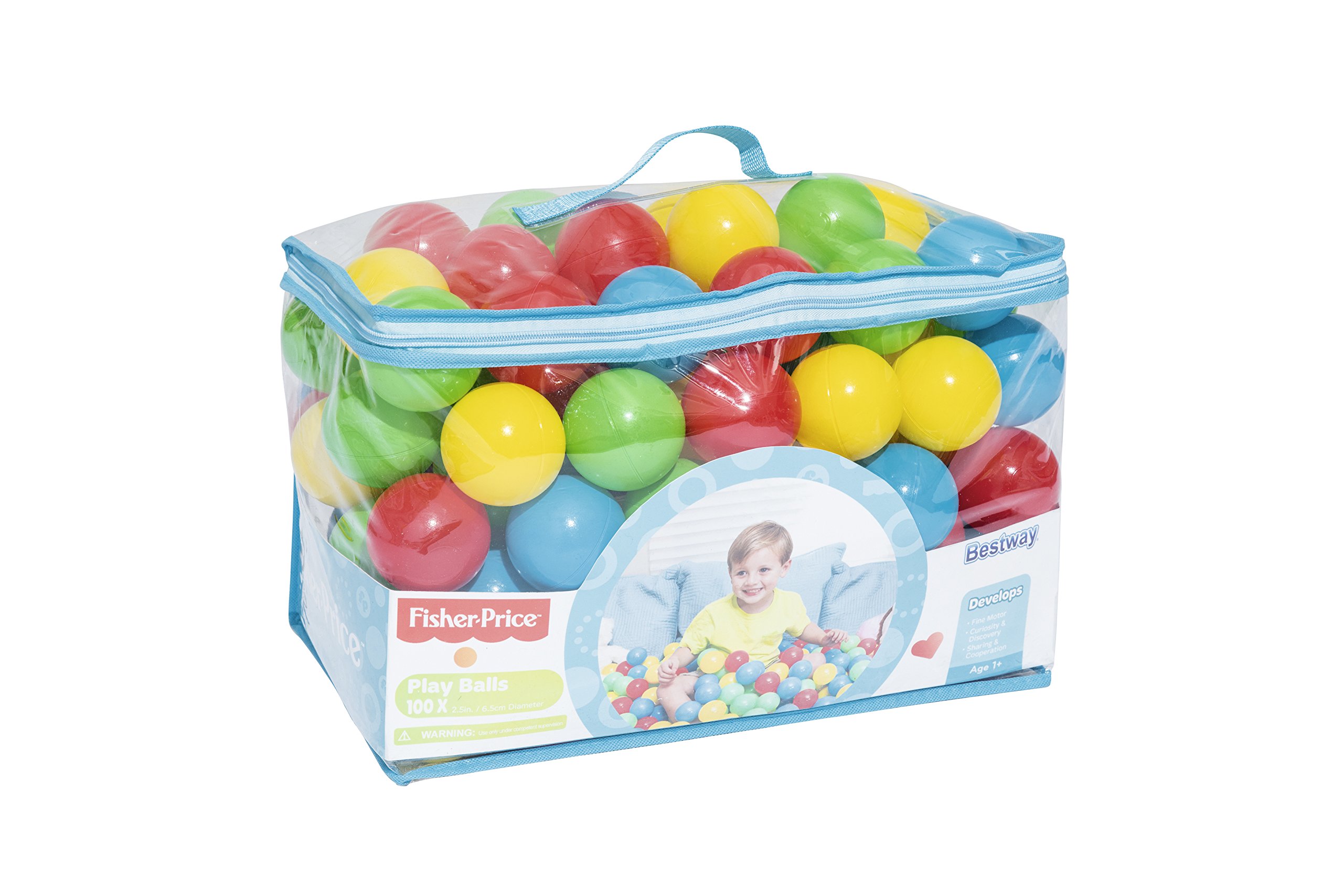 Bestway Fisher-Price 100-Piece Play Balls Set - Colorful Plastic Balls for Kids Playpen, Ball Pit, Sensory Play & Toddler Activities