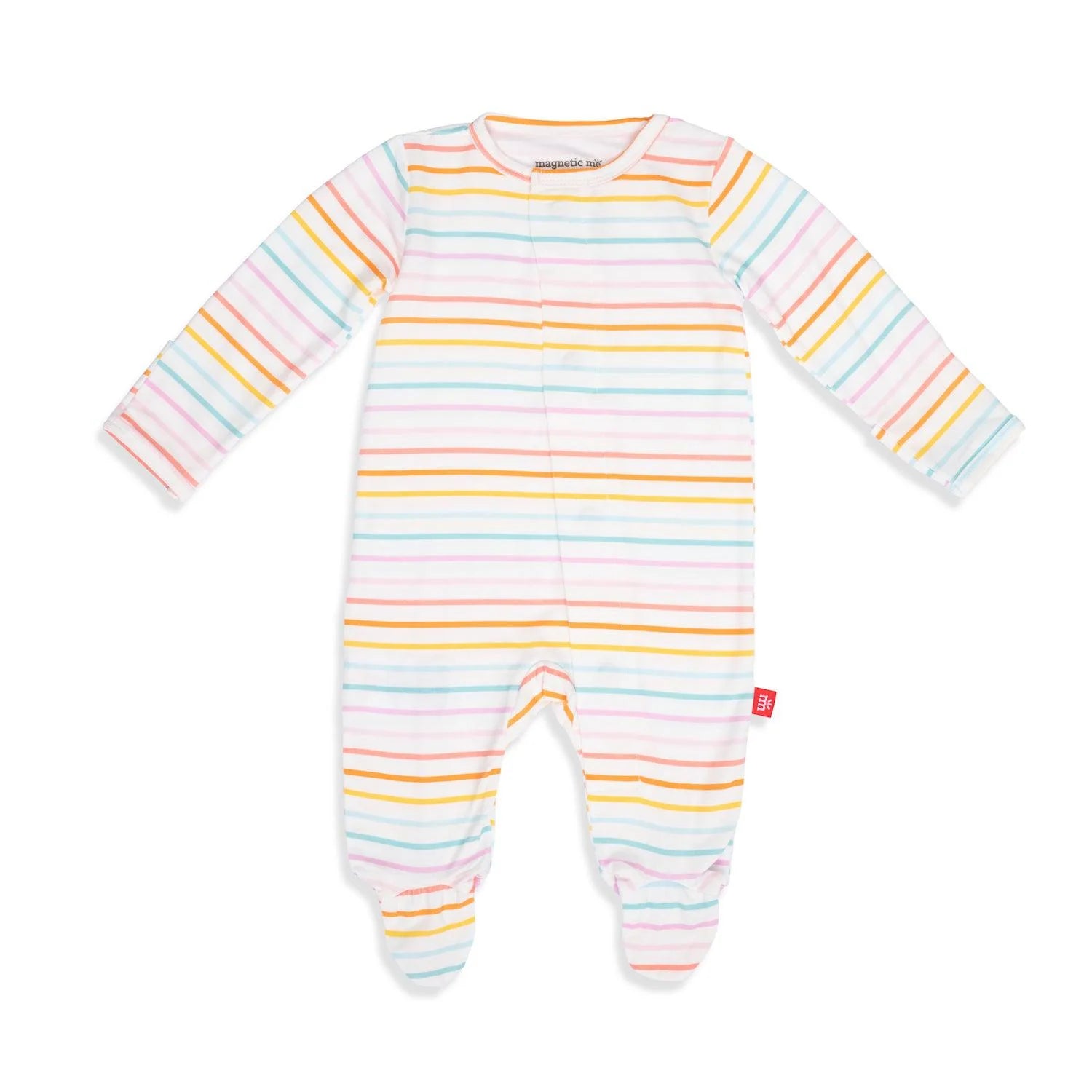 PREEMIE Candy Stripe Magnetic Footie - Soft Baby Socks with Magnetic Closure for Newborns & Preemies - Perfect for Hospital, Home & Photo Shoots
