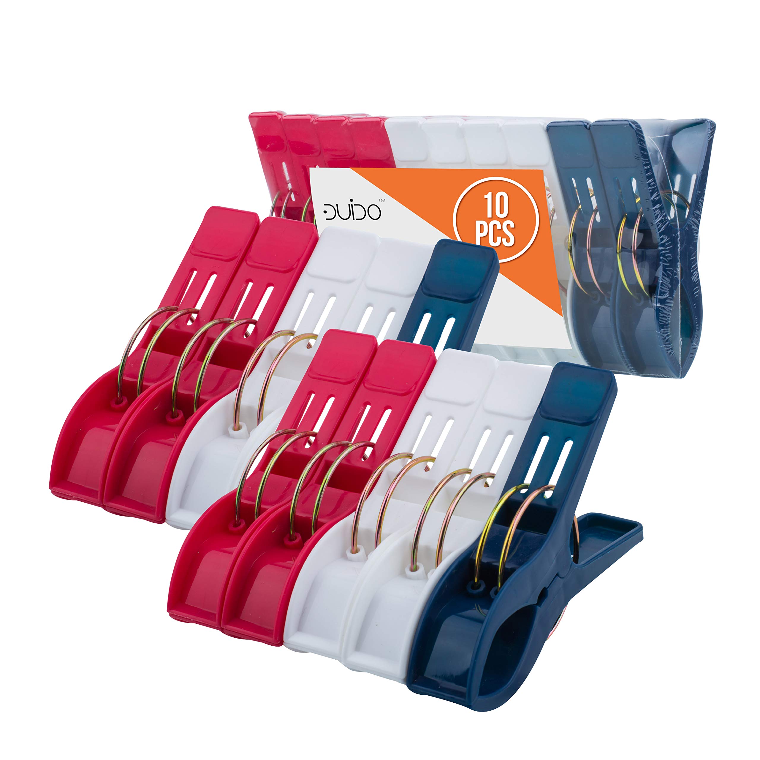 Premium Beach Chair Clips for Towels - Heavy Duty Towel Clips for Cruise, Pool, and Beach - Secure Your Towel in Windy Conditions - Patriotic Red White & Blue Design - Perfect for Vacation, Travel, and Outdoor Activities