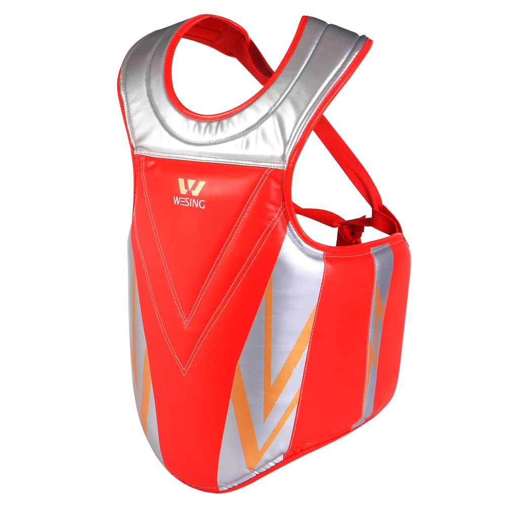 Wesing Boxing Chest Guard for Men, Women & Kids - MMA Muay Thai Kickboxing Sanda Training Body Protector - Black Chest Protector Gear for Sparring & Martial Arts Practice