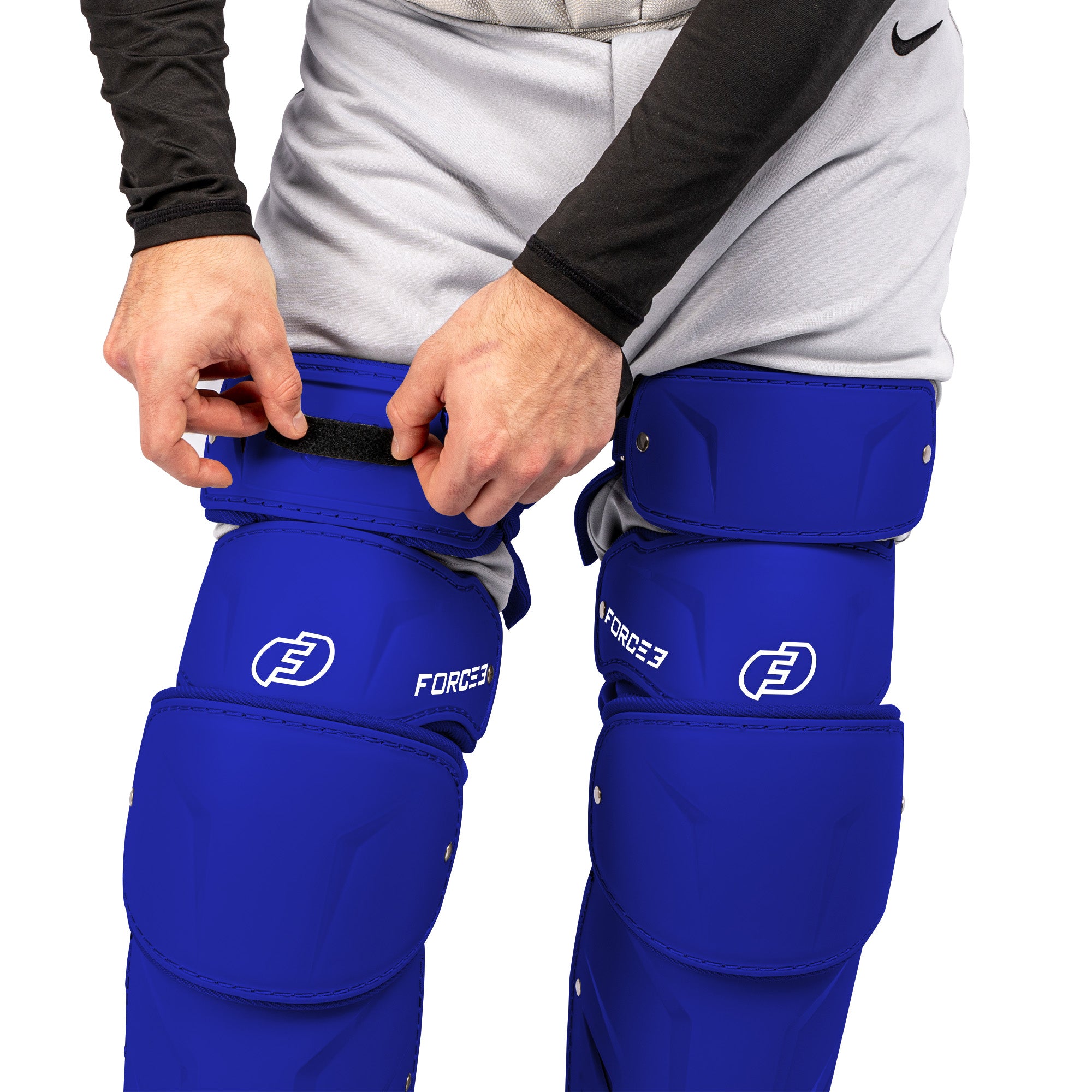 FORCE3 XS3® PRO ELITE Baseball Catcher Leg Guards - Lightweight Protective Gear for PitchCom® System - Perfect for Intermediate Players & Youth Leagues