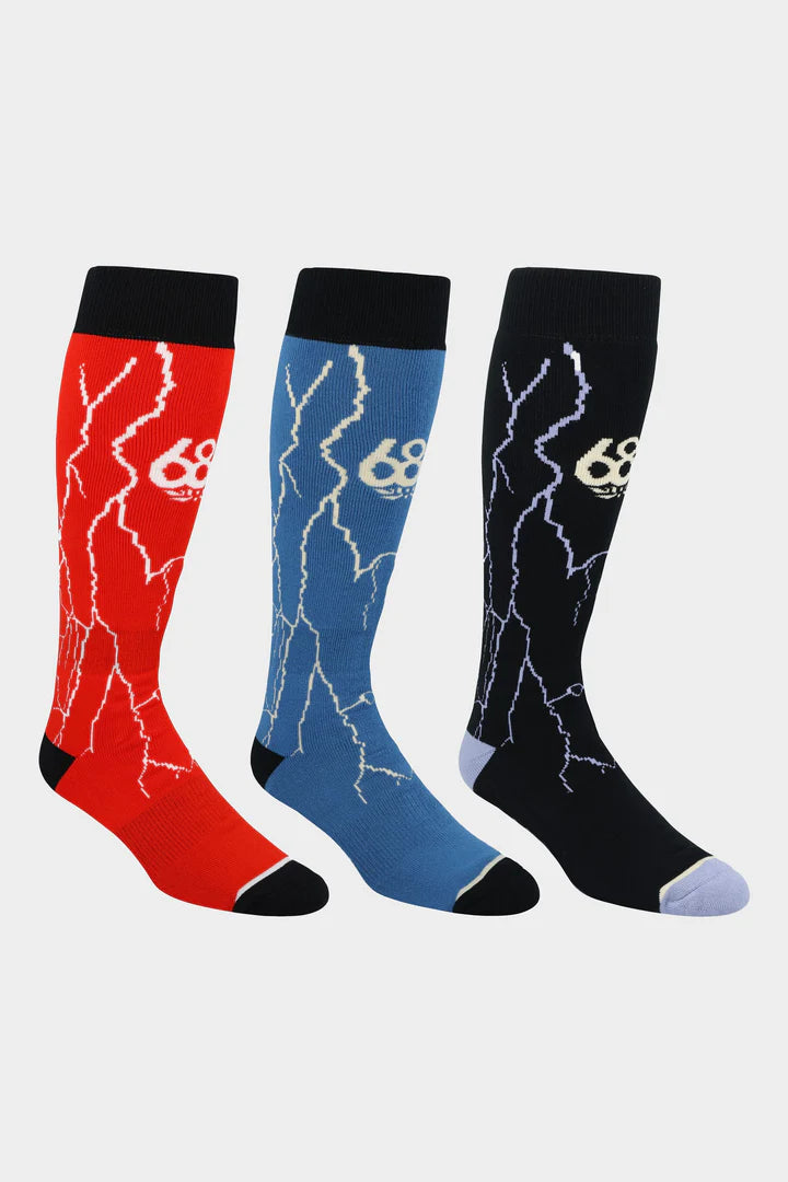 686 Men's Snow Storm 3-Pack Thermal Winter Socks - Heavy Duty Cold Weather Socks for Skiing, Snowboarding & Outdoor Activities (Bright Pack)